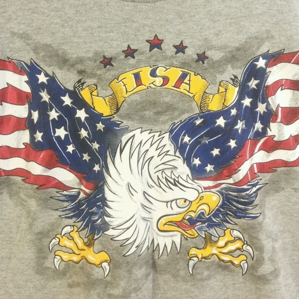 Bald Eagle U.S.A. American Flag Wings Star Tag Tee